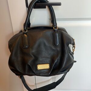 Marc Jacobs, black leather large Crossbody with gold hardware.